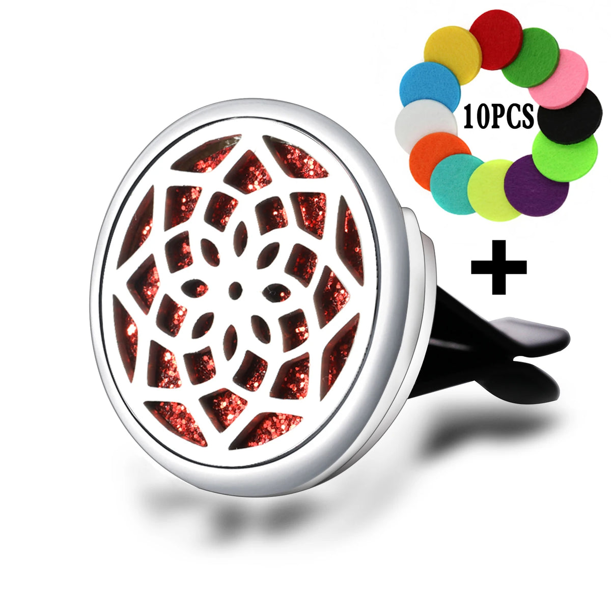 Diffuseur de Parfum Voiture Médaillon – Clip Grille d'Aération, Acier Inoxydable