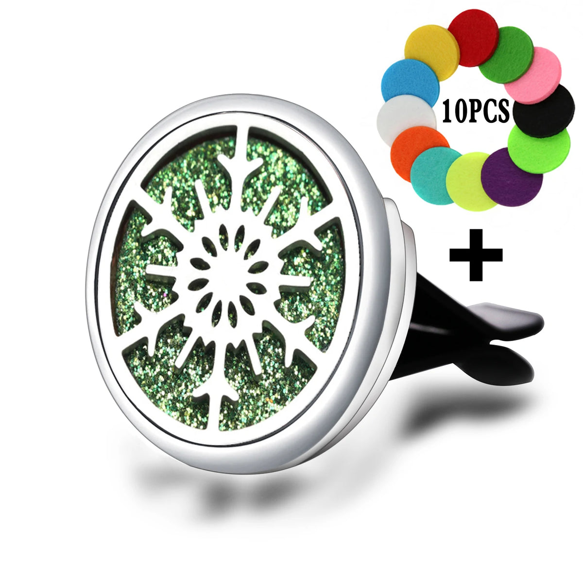 Diffuseur de Parfum Voiture Médaillon – Clip Grille d'Aération, Acier Inoxydable